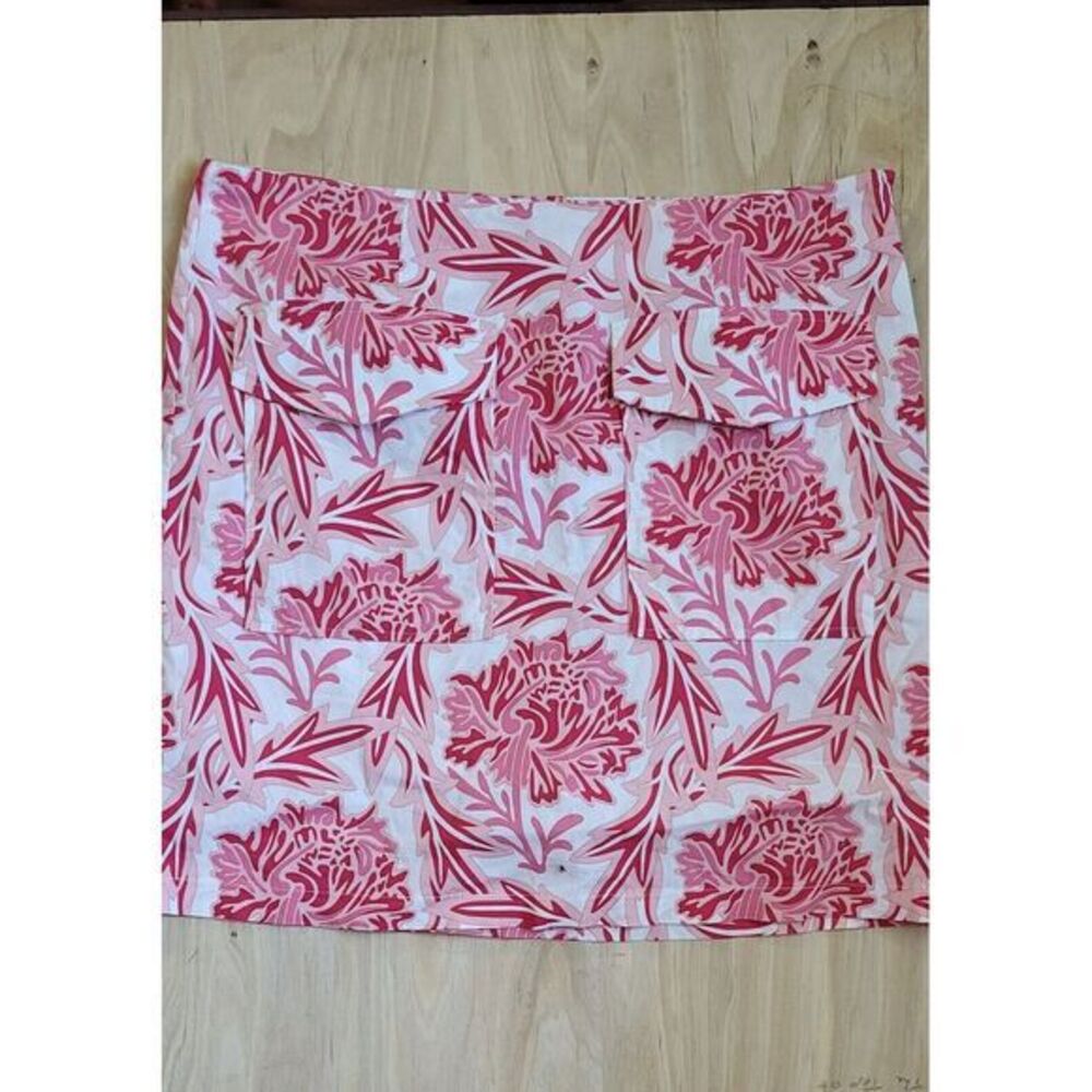GOLFTINI Rose' PINK + WHITE Floral Print Cotton Stretch GOLF Skort Size 6L